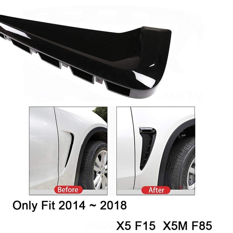 fangfei قطعتان لزينة فتحات التهوية الجانبية لسيارة بي إم دبليو X5 F15 X5M F85 شبكة ABS ملصق ثقب شبكة القرش (أسود) - Image 3